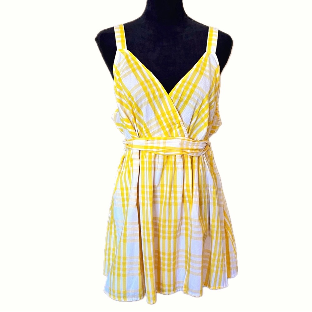 MOTHERHOOD MATERNITY Sz XL Sleeveless Tank Top Yellow Gingham Plaid NWOT